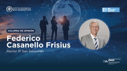 Opinion column banner featuring Federico Casanello Frisius, Rector IP San Sebastián, with globe and silhouetted figures in a blue background.